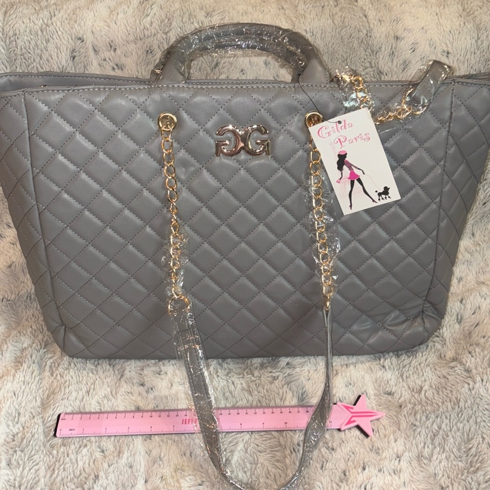 Gilda Paris QUILTED LARGE TOTE NWT